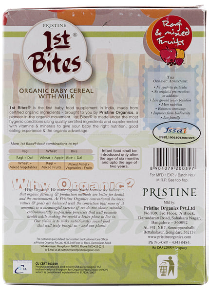 Organic 1st Bites Ragi Mixed Fruits, Pristine (300gm) - Main Image
