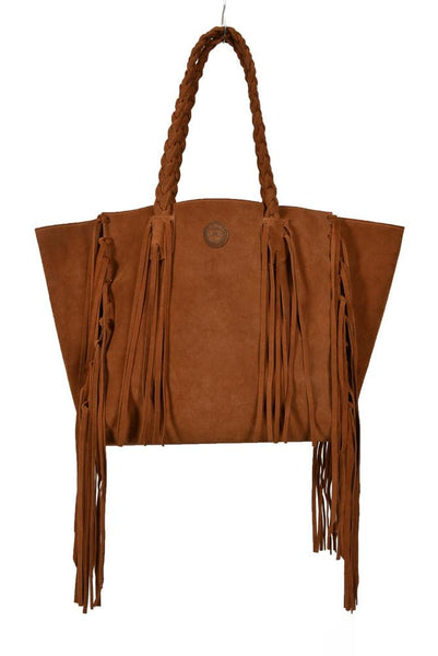 Suede Cleo Fringe Tote