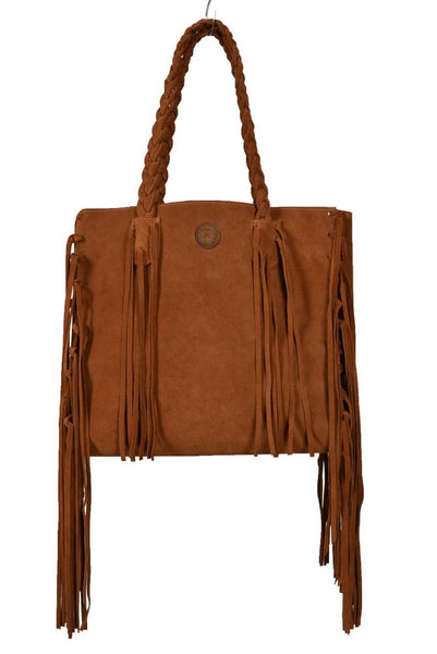 Suede Cleo Fringe Tote