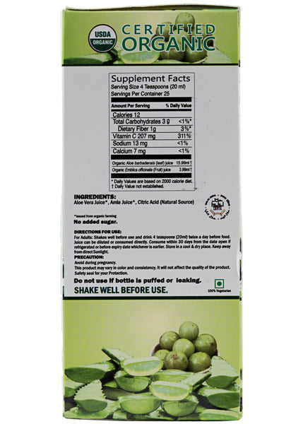 Organic Aloe Amla Juice, Vitro Naturals (500ml)