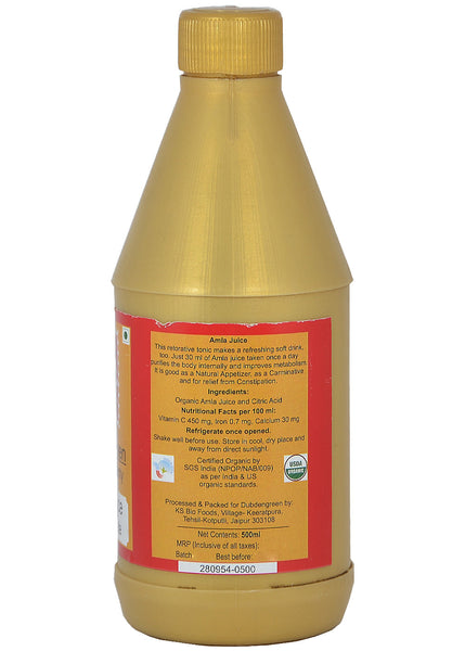 Organic Amla Juice (Gooseberry), Dubdengreen (500ml)