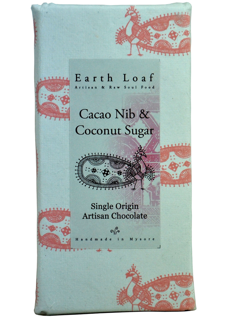 Organic Chocolate Bars- Cacao Nib & Coconut Sugar, Earth Loaf (72gm)