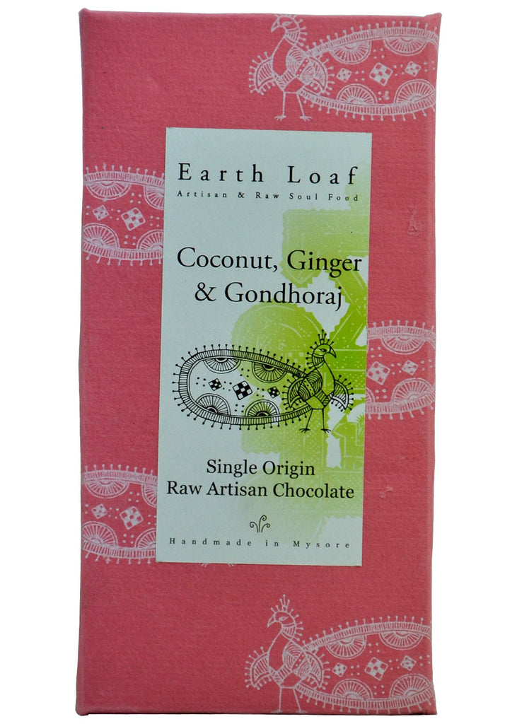 Organic Chocolate Bars- Coconut, Ginger & Gondhoraj, Earth Loaf (72gm)