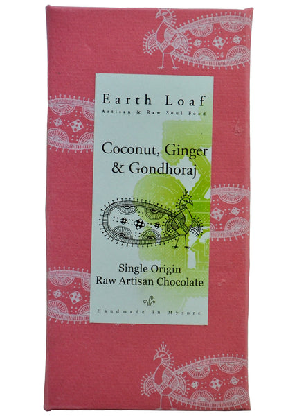 Organic Chocolate Bars- Coconut, Ginger & Gondhoraj, Earth Loaf (72gm)