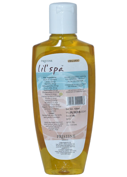Organic Lil'spa Massage Oil, Pristine (100ml)